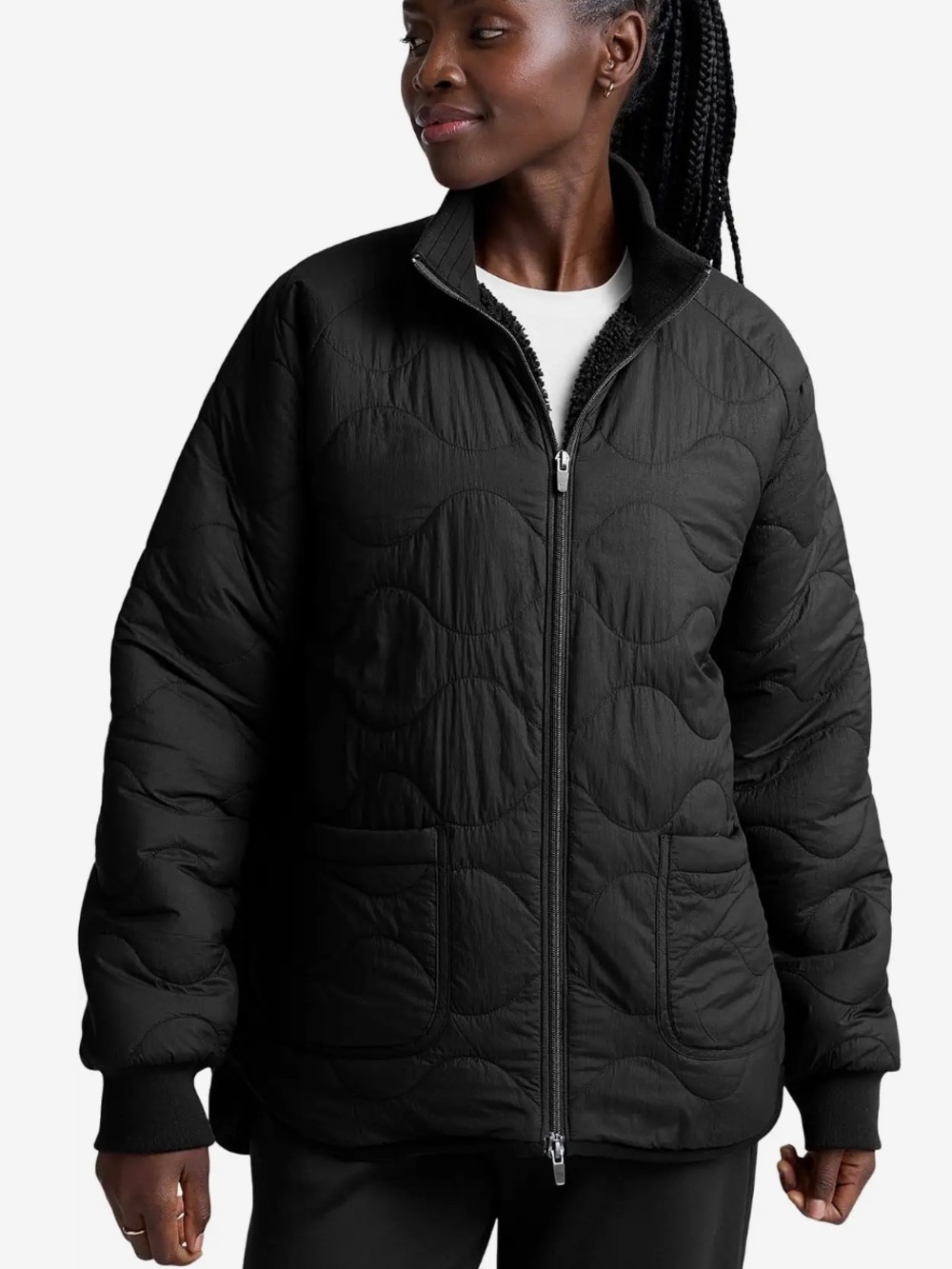 Beyond Yoga Reversible Quilted Jacket Black
